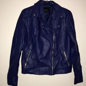 Forever 21 Navy Blue Leather Jacket